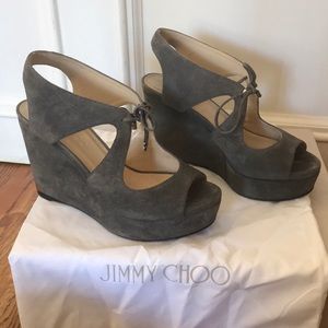 Jimmy Choo Nayeem Grey Wedge Sandal Heels